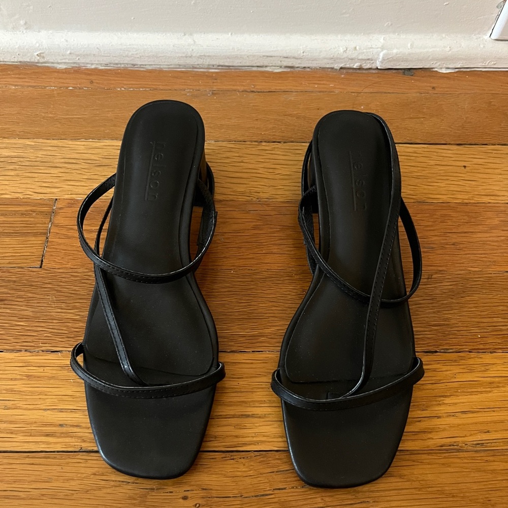 Black Square-Toe Heels with Minimalist Design